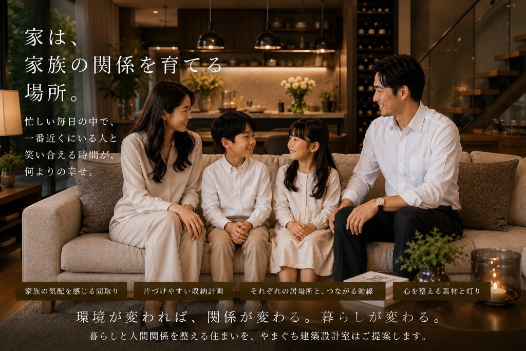 家は家族の関係を育てる場所。共働き・子育て世代が考えたい“心を削らない”暮らしと住まいの環境設計、忙しい毎日の中で一番近くにいる人と優しい気持ちで笑い合える住まいを。